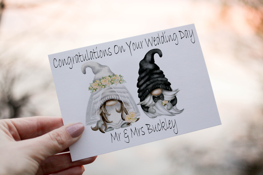 Congratulations On Your Wedding Day Gnome Bride & Groom Wedding